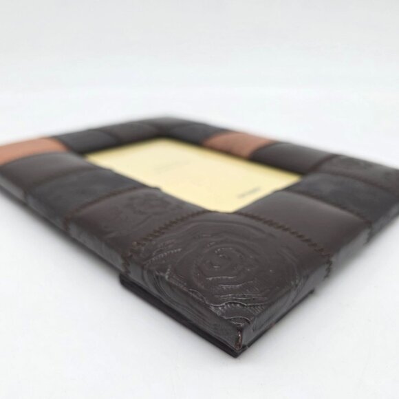 Pier 1 Imports Brown & Tan Patchwork Faux Leather Picture Frame 4"x6" - Picture 11 of 11